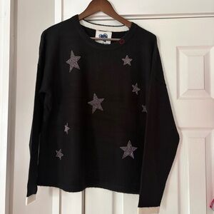 Just Madison Black Sweater with Star and Smile Accents Size‎ Large NWT